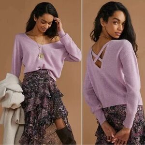 Anthropologie Lilac Off-the-Shoulder Sweater